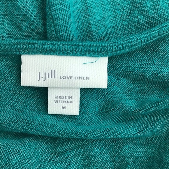 J. Jill Love Linen Teal V-Neck Top - Picture 4 of 5